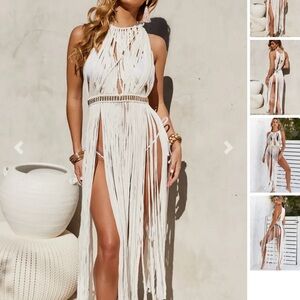 DOLL- NWT Backless White Fringe Dress